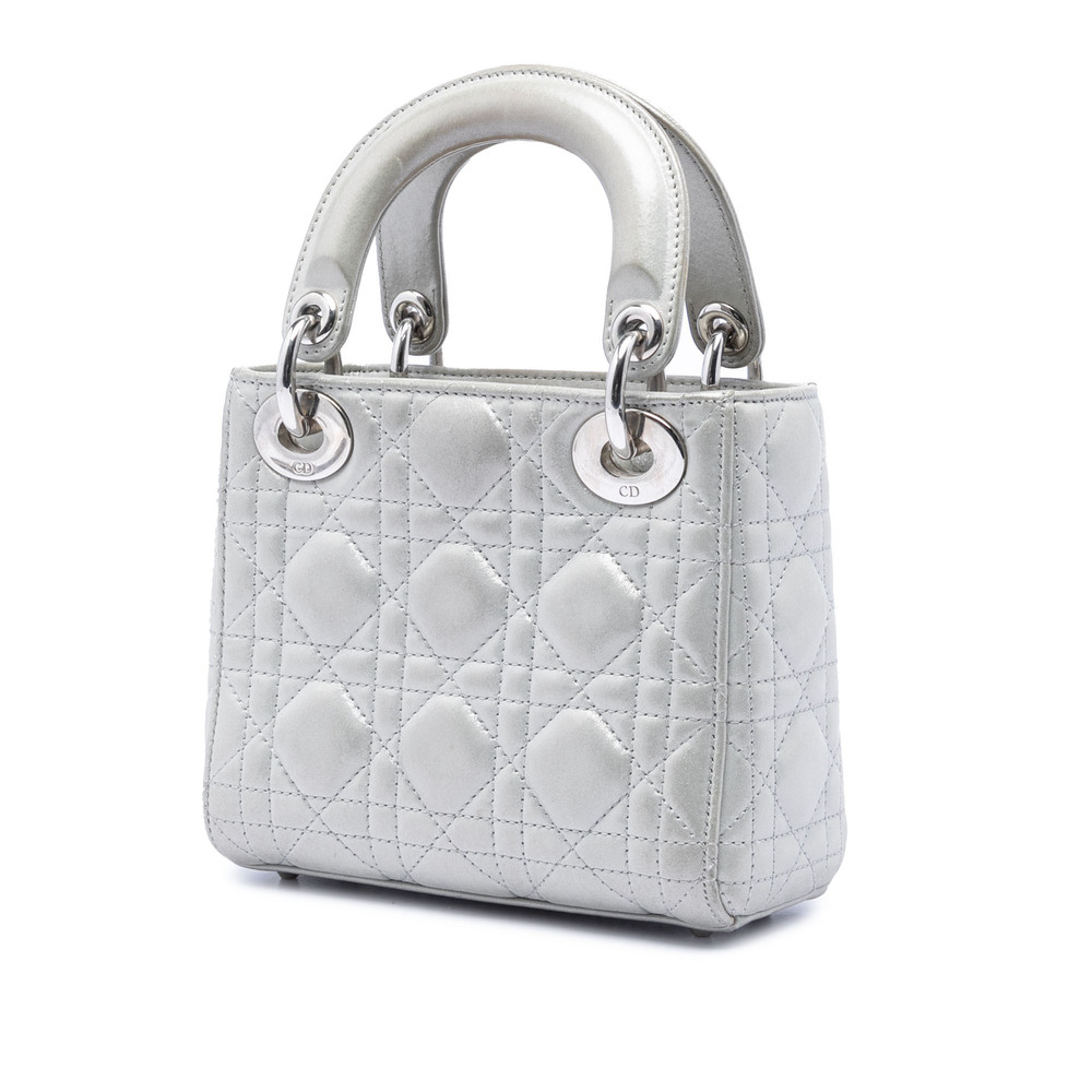 Pre-Loved Dior Mini Iridescent Lambskin Cannage Lady Dior - Picture 2 of 7